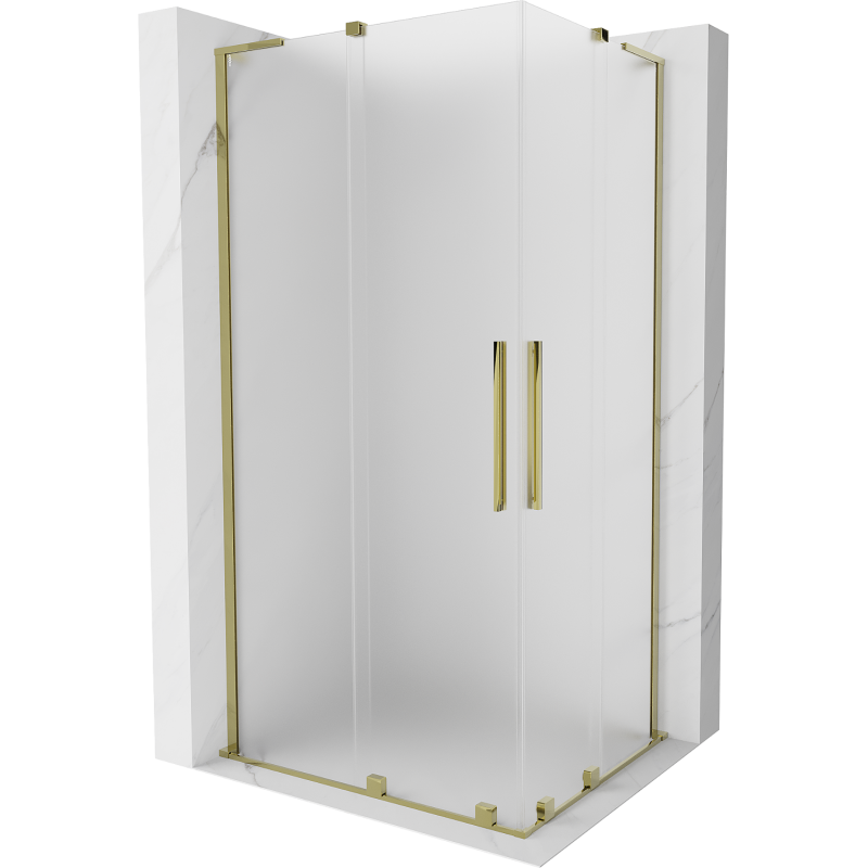 Mexen Velar L Duo schuifdouchecabine 90 x 80 cm, ijs, goud - 871-090-080-02-33-50