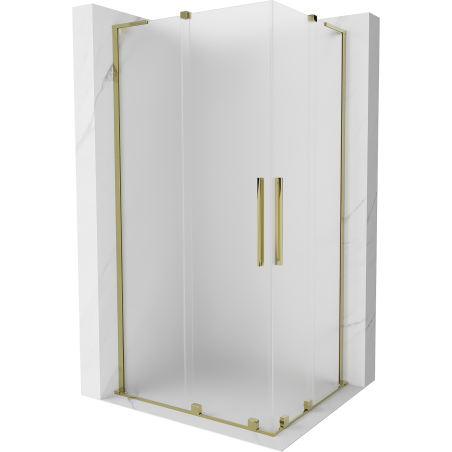 Mexen Velar L Duo schuifdouchecabine 90 x 80 cm, ijs, goud - 871-090-080-02-33-50