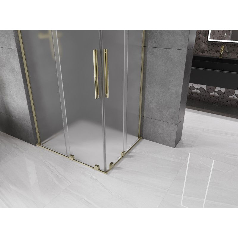 Mexen Velar L Duo cabina doccia scorrevole 100 x 90 cm, ghiaccio, oro - 871-100-090-02-33-50