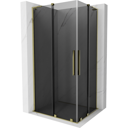 Mexen Velar L Duo sliding shower cabin 90 x 80 cm, graphite, gold - 871-090-080-02-43-50