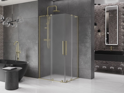 Mexen Velar L Duo Duschkabine Schiebetür 90 x 80 cm, satiniert, gold - 871-090-080-02-33-50
