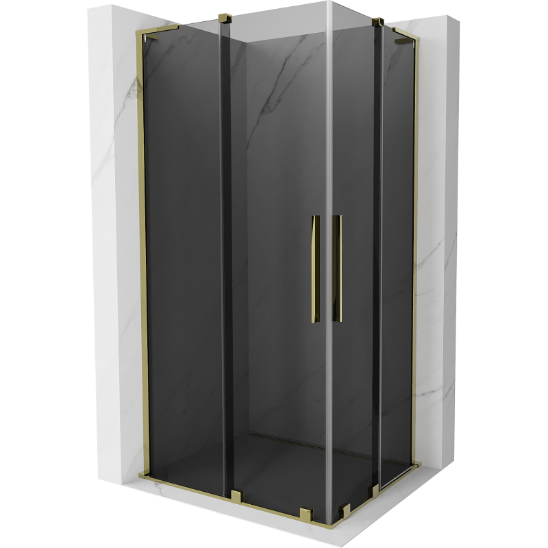 Mexen Velar L Duo cabine de duche de correr 100 x 90 cm, grafite, dourado - 871-100-090-02-43-50