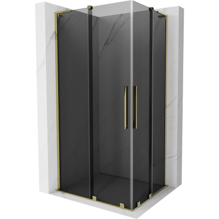 Mexen Velar L Duo sliding shower cabin 100 x 90 cm, graphite, gold - 871-100-090-02-43-50