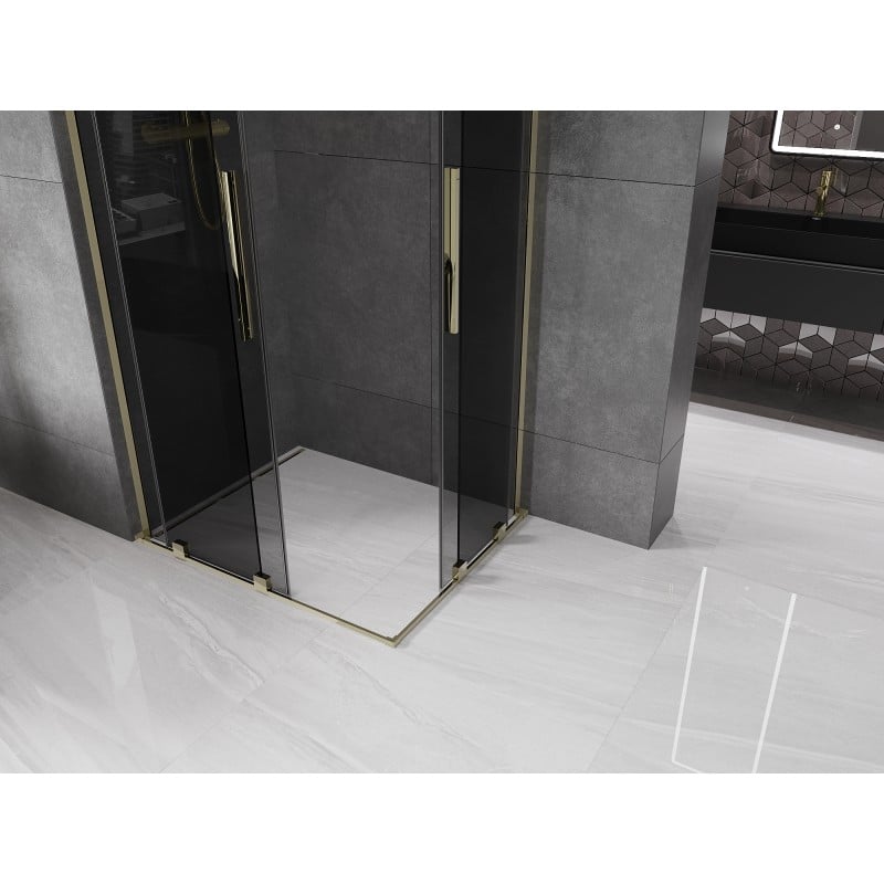Mexen Velar L Duo sliding shower cabin 90 x 80 cm, graphite, gold - 871-090-080-02-43-50