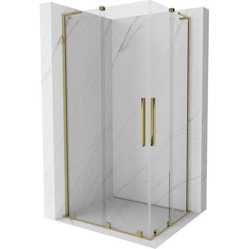 Mexen Velar L Duo skjutbar duschkabin 100 x 90 cm, transparent, guld - 871-100-090-02-03-50