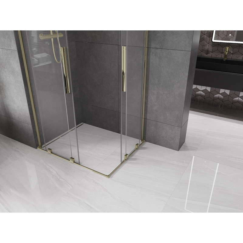 Mexen Velar L Duo dušinurk, liuguksed 90 x 80 cm, läbipaistev, kuldne - 871-090-080-02-03-50