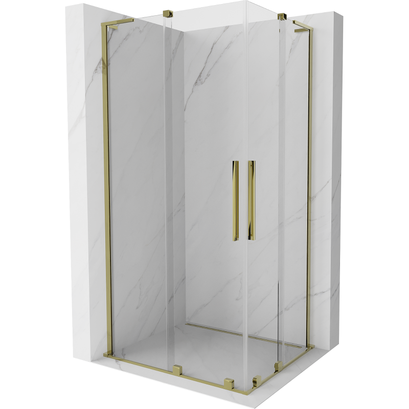 Mexen Velar L Duo cabine de douche coulissante 90 x 80 cm, transparent, dorée - 871-090-080-02-03-50