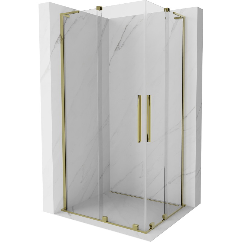 Mexen Velar L Duo dušinurk, liuguksed 90 x 80 cm, läbipaistev, kuldne - 871-090-080-02-03-50