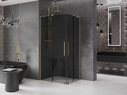 Mexen Velar L Duo klizna tuš kabina klizna 90 x 80 cm, grafit, zlatno - 871-090-080-02-43-50