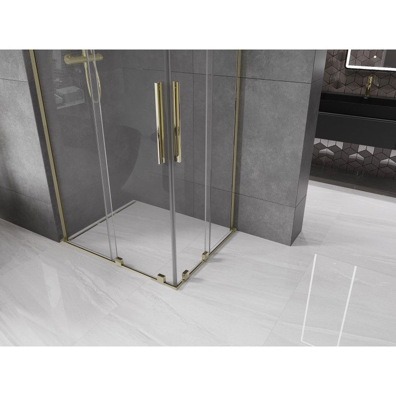 Mexen Velar L Duo Schiebeduschkabine 90 x 80 cm, transparent, gold - 871-090-080-02-03-50