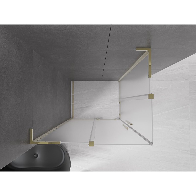 Mexen Velar L Duo klizna tuš kabina 90 x 80 cm, matirano staklo, zlatna - 871-090-080-02-33-50