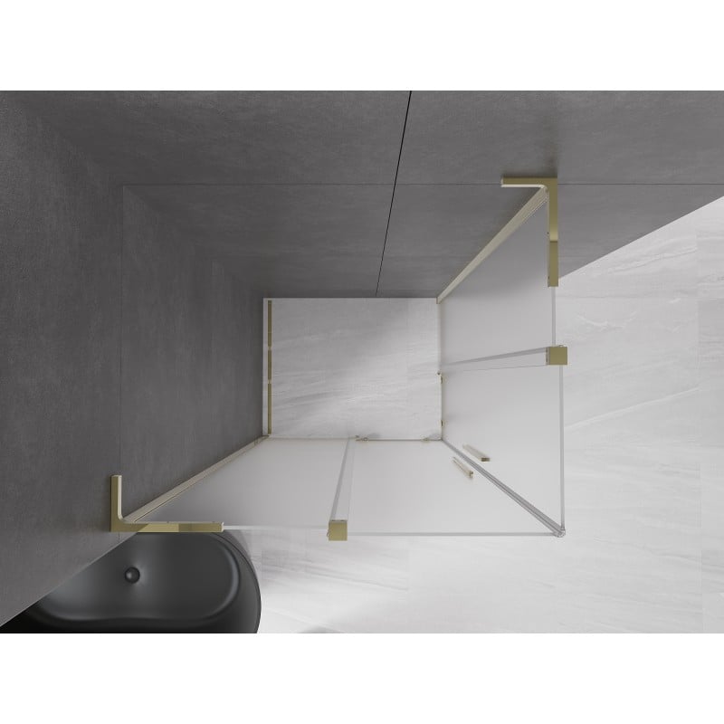 Mexen Velar L Duo sliding shower cabin 90 x 80 cm, frosted, gold - 871-090-080-02-33-50