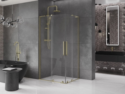 Mexen Velar L Duo kliznička tuš kabina 90 x 80 cm, prozirna, zlatna - 871-090-080-02-03-50