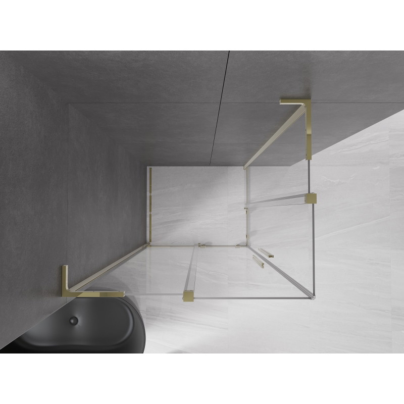 Mexen Velar L Duo dušinurk, liuguksed 90 x 80 cm, läbipaistev, kuldne - 871-090-080-02-03-50