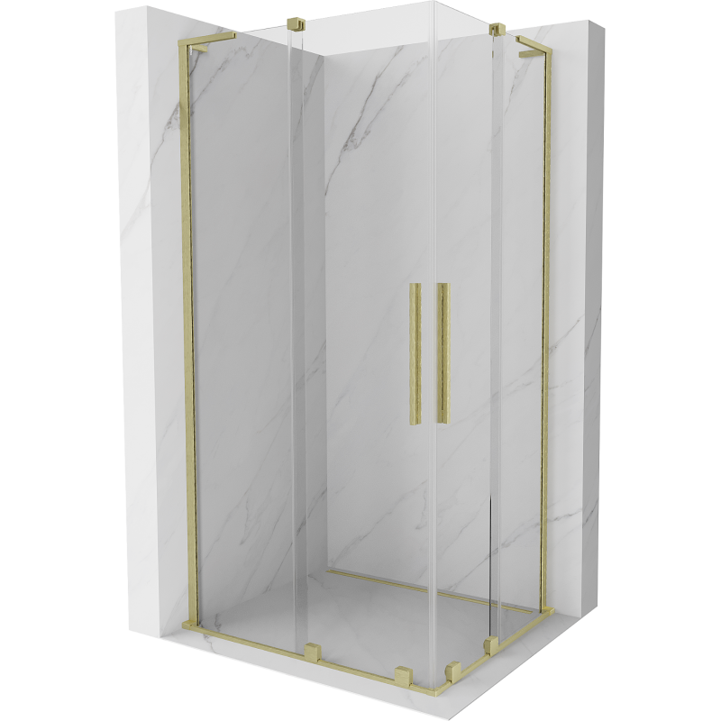 Mexen Velar L Duo cabina doccia scorrevole 90 x 80 cm, trasparente, oro spazzolato - 871-090-080-02-03-55