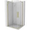 Mexen Velar L Duo Duschkabine verschiebbar 100 x 90 cm, transparent, gebürstetes Gold - 871-100-090-02-03-55