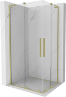 Mexen Velar L Duo Duschkabine verschiebbar 100 x 90 cm, transparent, gebürstetes Gold - 871-100-090-02-03-55