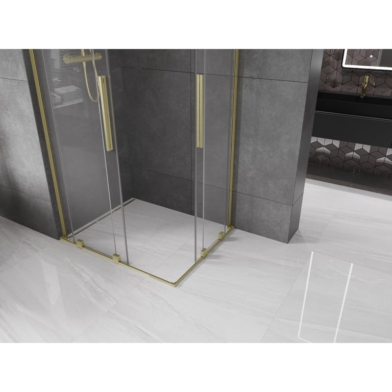 Mexen Velar L Duo kabina prysznicowa rozsuwana 90 x 80 cm, transparent, złota szczotkowana - 871-090-080-02-03-55
