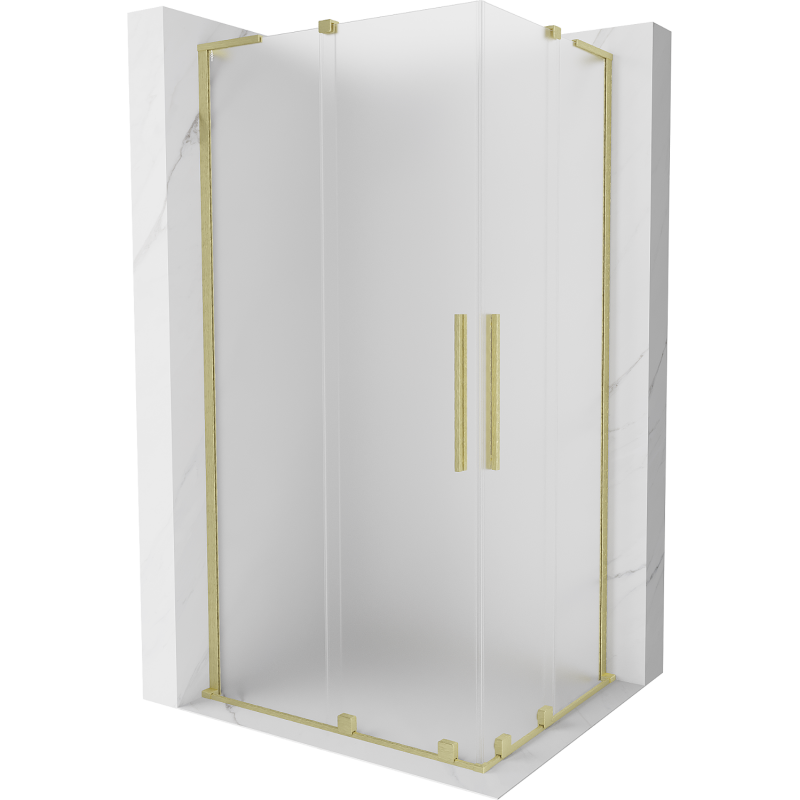 Mexen Velar L Duo, verschiebbare Duschkabine 90 x 80 cm, frostig, gebürstetes Gold - 871-090-080-02-33-55