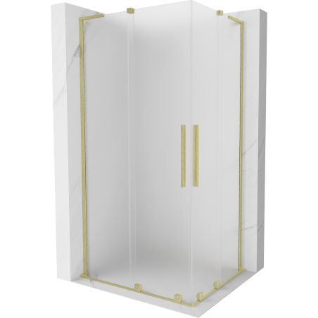 Mexen Velar L Duo cabine de douche coulissante 90 x 80 cm, givrée, or brossé - 871-090-080-02-33-55