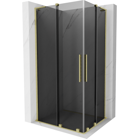 Mexen Velar L Duo Duschkabine verschiebbar 90 x 80 cm, graphit, gebürstetes Gold - 871-090-080-02-43-55
