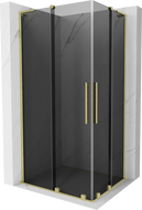 Mexen Velar L Duo Duschkabine verschiebbar 90 x 80 cm, graphit, gebürstetes Gold - 871-090-080-02-43-55