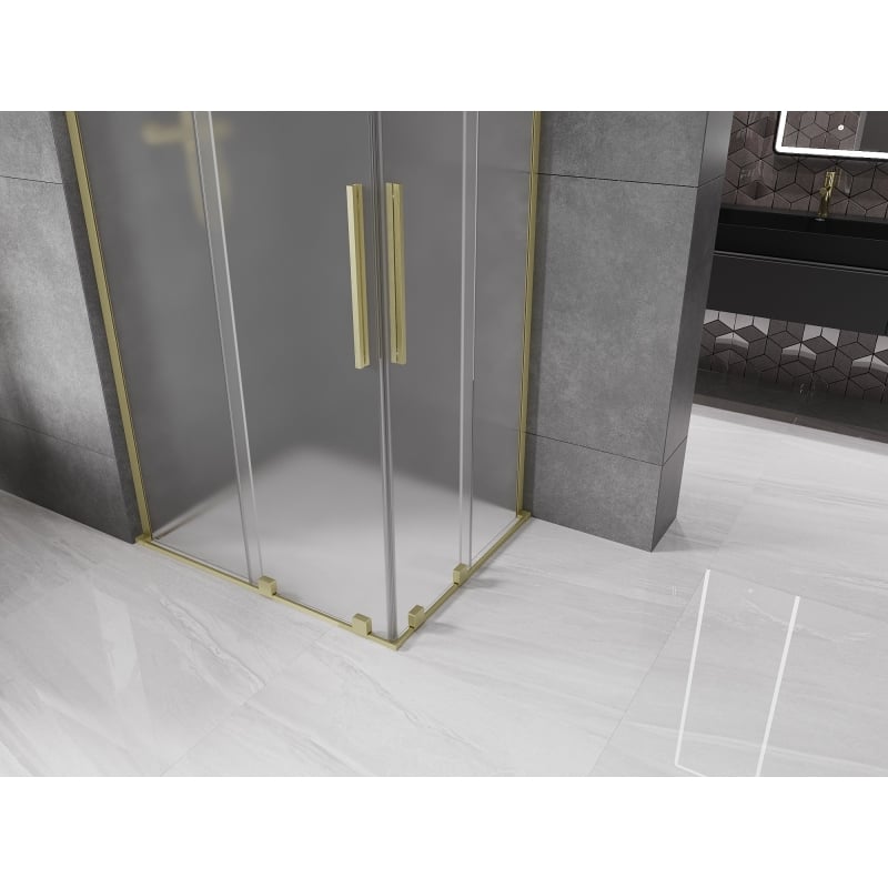 Mexen Velar L Duo liuguks dušinurk 90 x 80 cm, härmatis, kuldne harjatud - 871-090-080-02-33-55