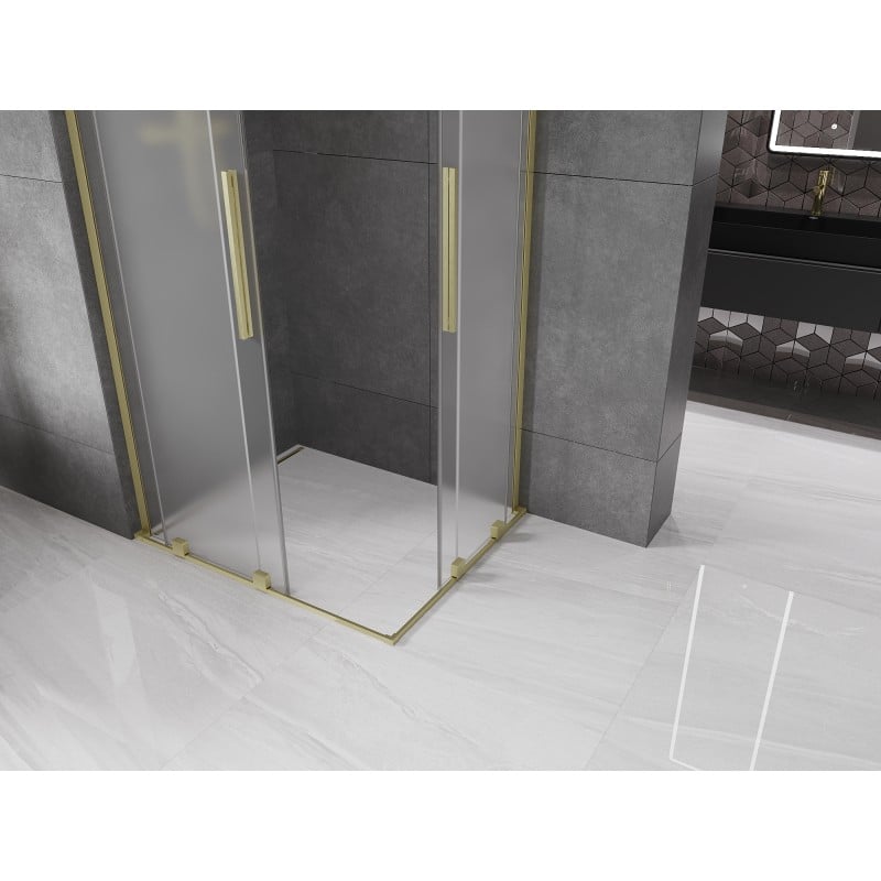 Mexen Velar L Duo kabina prysznicowa rozsuwana 90 x 80 cm, szron, złota szczotkowana - 871-090-080-02-33-55
