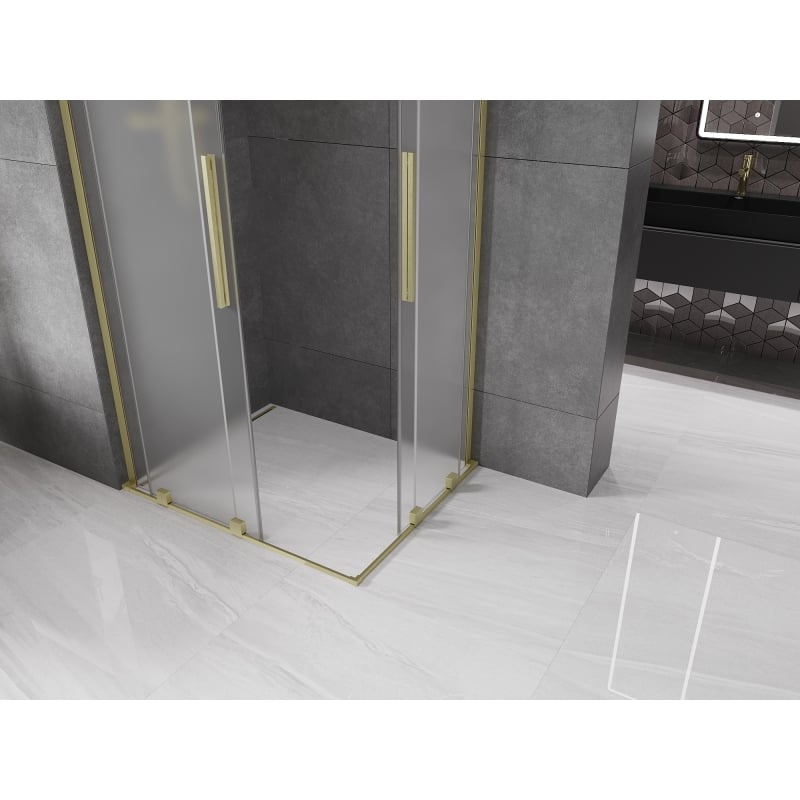Mexen Velar L Duo liuguks dušinurk 90 x 80 cm, härmatis, kuldne harjatud - 871-090-080-02-33-55