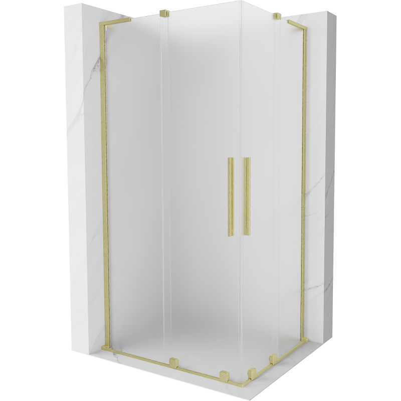 Mexen Velar L Duo Cabine de Duche de Correr 100 x 90 cm, Fosco, Dourado Escovado - 871-100-090-02-33-55