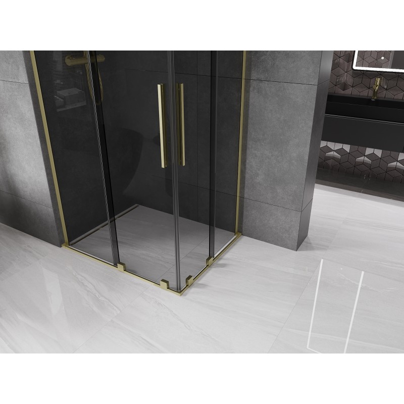 Mexen Velar L Duo kabina prysznicowa rozsuwana 100 x 90 cm, grafit, złota szczotkowana - 871-100-090-02-43-55