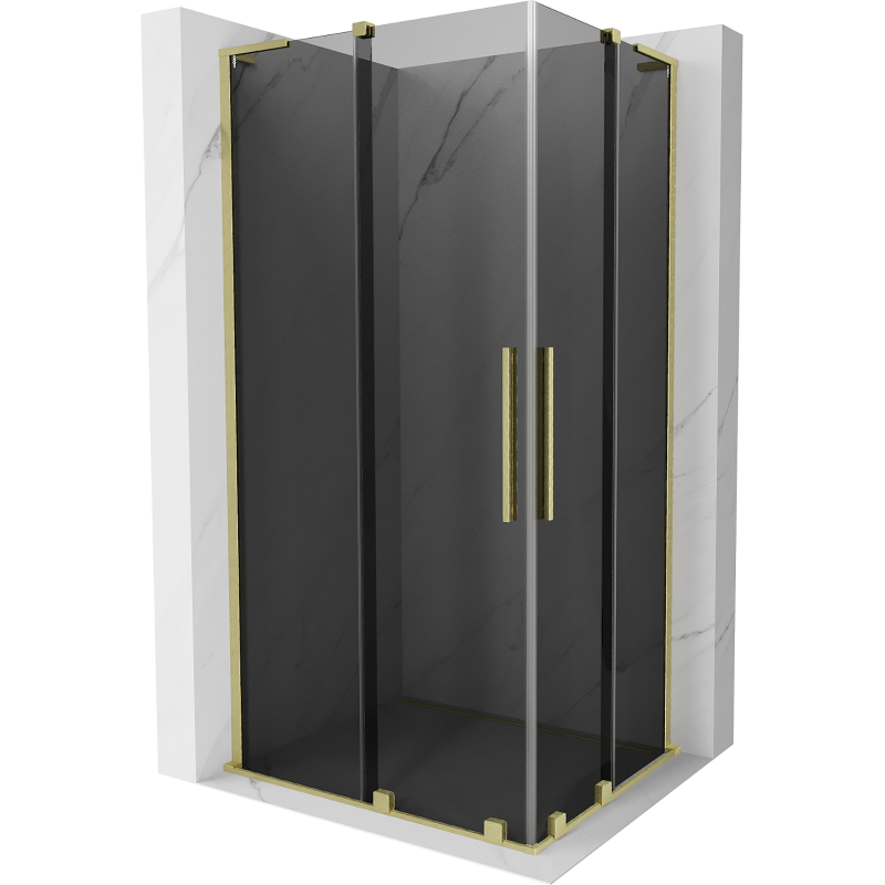 Mexen Velar L Duo sliding shower cabin 100 x 90 cm, graphite, brushed gold - 871-100-090-02-43-55