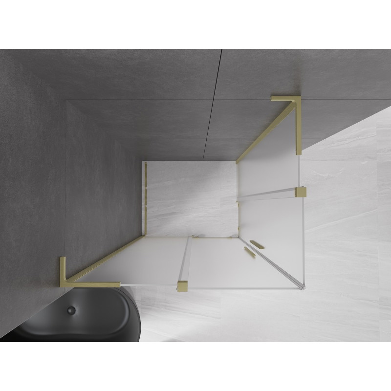 Mexen Velar L Duo klizni tuš kabina 90 x 80 cm, mraz, zlatna brušena - 871-090-080-02-33-55