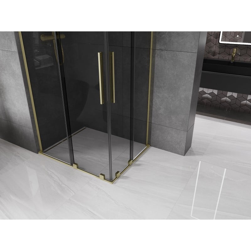 Mexen Velar L Duo kabina prysznicowa rozsuwana 90 x 80 cm, grafit, złota szczotkowana - 871-090-080-02-43-55