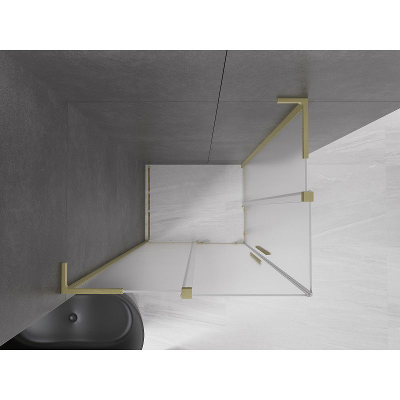 Mexen Velar L Duo Schiebeduschkabine 100 x 90 cm, Raureif, gebürstetes Gold - 871-100-090-02-33-55