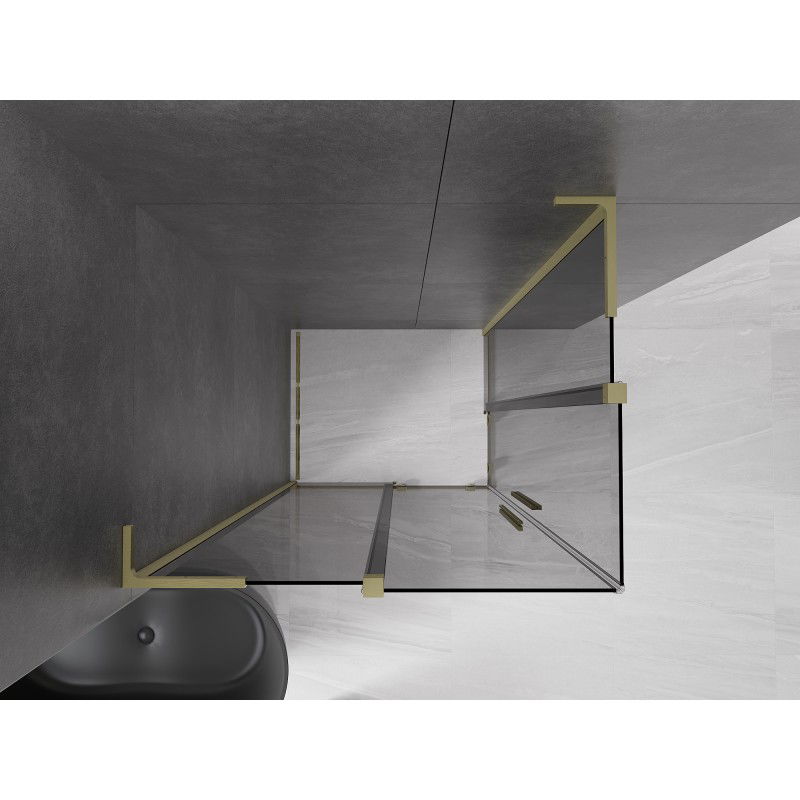 Mexen Velar L Duo cabina doccia scorrevole 100 x 90 cm, grafite, oro spazzolato - 871-100-090-02-43-55