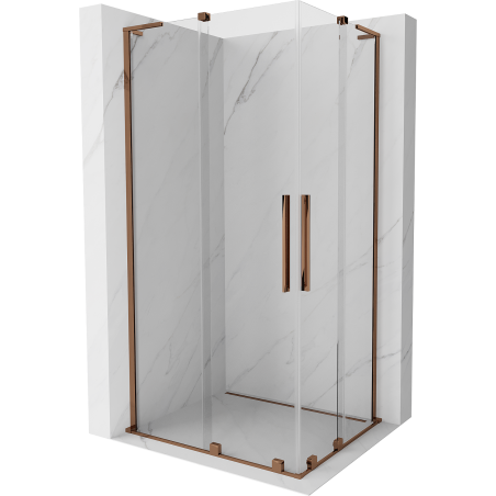 Mexen Velar L Duo cabine de duche deslizante 90 x 80 cm, transparente, ouro rosa - 871-090-080-02-03-60