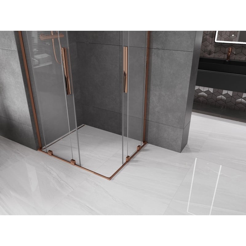 Mexen Velar L Duo kabina prysznicowa rozsuwana 90 x 80 cm, transparent, różowe złoto - 871-090-080-02-03-60