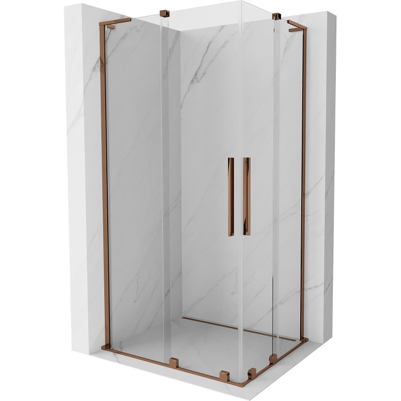 Mexen Velar L Duo klizna tuš kabina 100 x 90 cm, prozirna, ružičasto zlato - 871-100-090-02-03-60