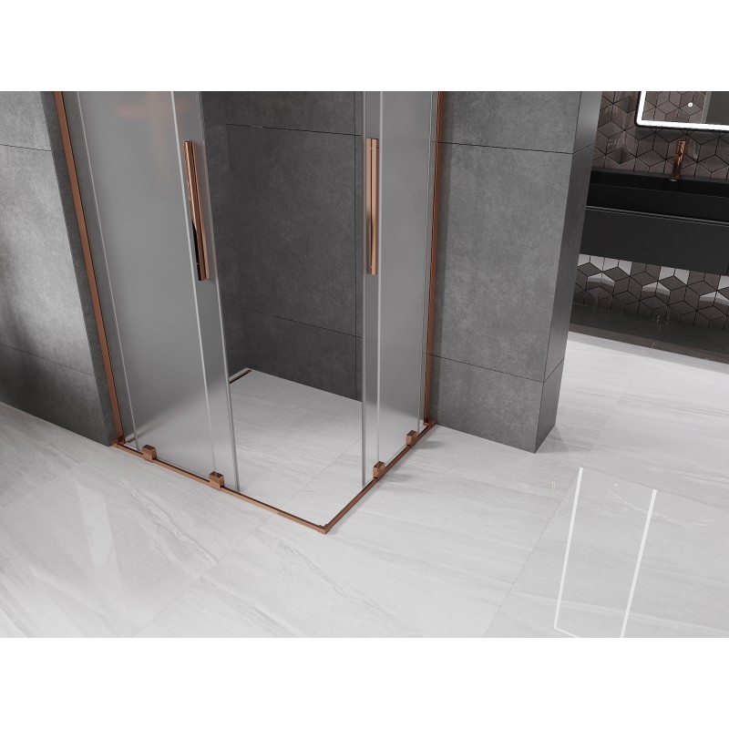 Mexen Velar L Duo kabina prysznicowa rozsuwana 100 x 90 cm, szron, różowe złoto - 871-100-090-02-33-60