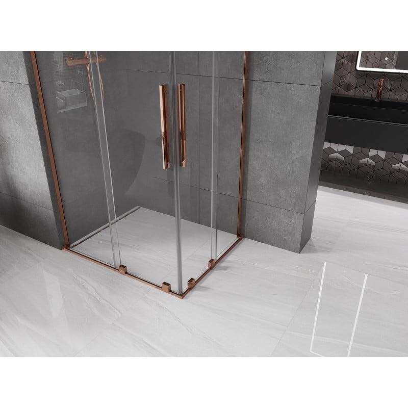 Mexen Velar L Duo kabina prysznicowa rozsuwana 100 x 90 cm, transparent, różowe złoto - 871-100-090-02-03-60