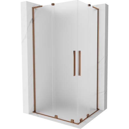 Mexen Velar L Duo Duschkabine, Schiebetür 90 x 80 cm, Mattglas, Roségold - 871-090-080-02-33-60