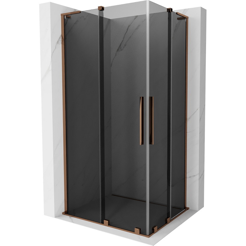 Mexen Velar L Duo klizna tuš kabina klizna 90 x 80 cm, grafit, ružičasto zlato - 871-090-080-02-43-60