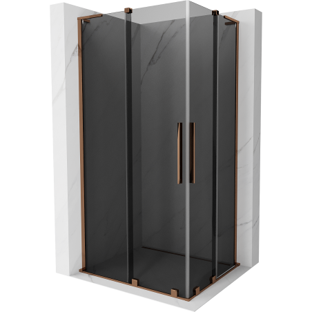 Mexen Velar L Duo sliding shower cabin 90 x 80 cm, graphite, rose gold - 871-090-080-02-43-60