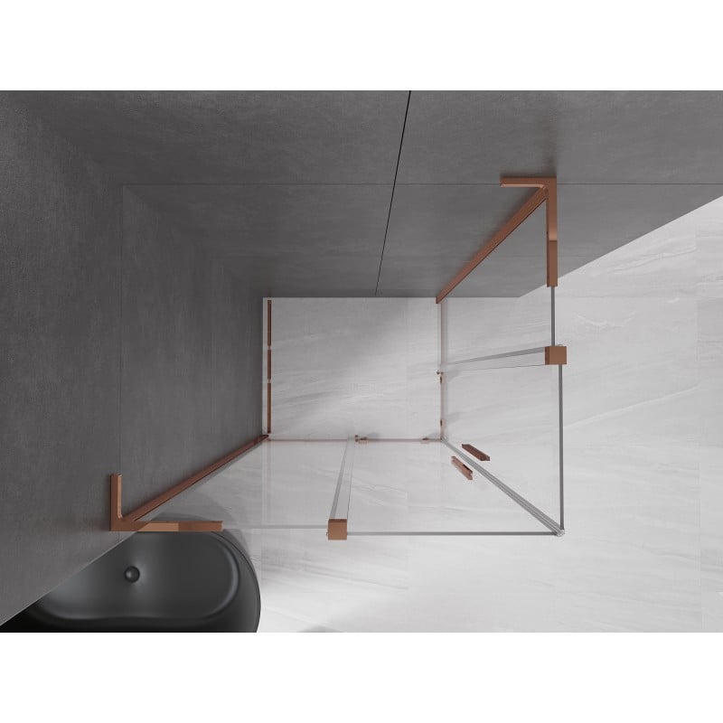 Mexen Velar L Duo cabine de duche deslizante 90 x 80 cm, transparente, ouro rosa - 871-090-080-02-03-60