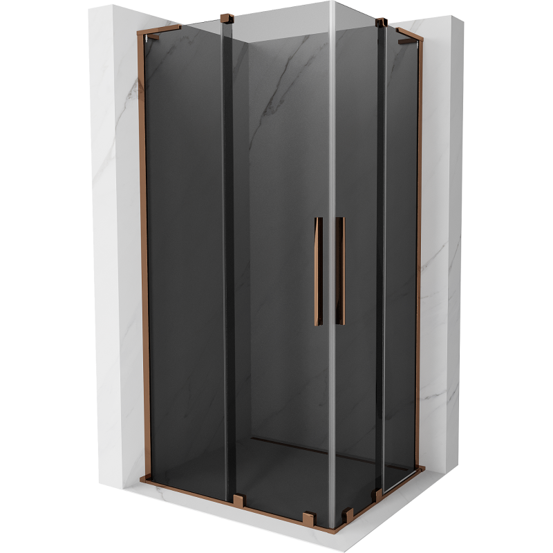 Mexen Velar L Duo kabina prysznicowa rozsuwana 100 x 90 cm, grafit, różowe złoto - 871-100-090-02-43-60