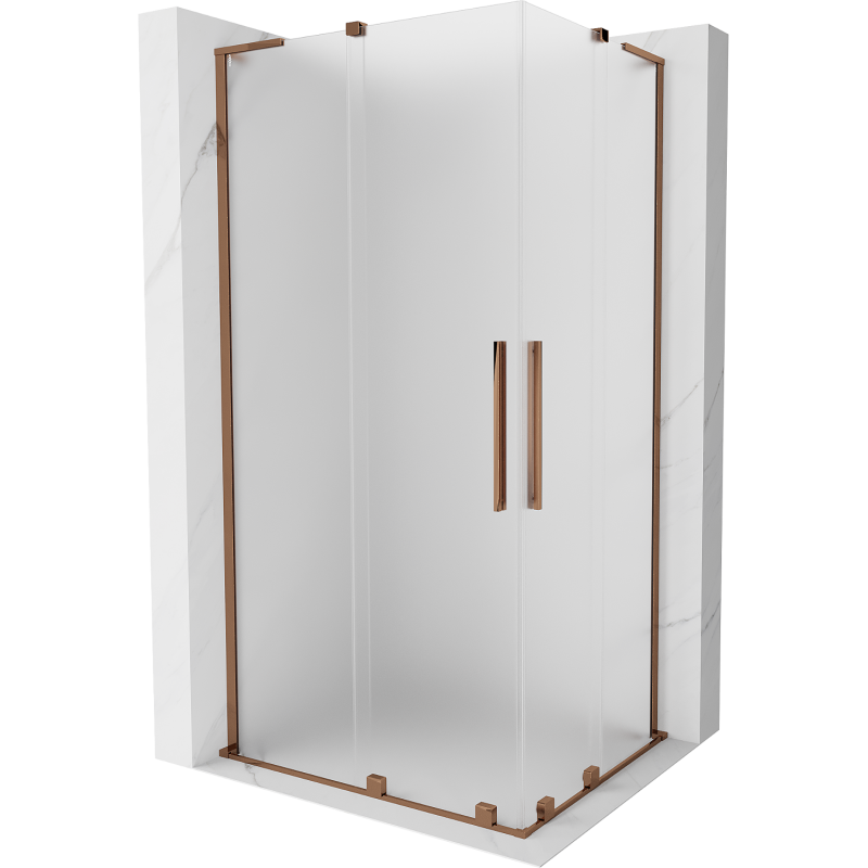 Mexen Velar L Duo cabine de duche deslizante 100 x 90 cm, gelo, ouro rosa - 871-100-090-02-33-60
