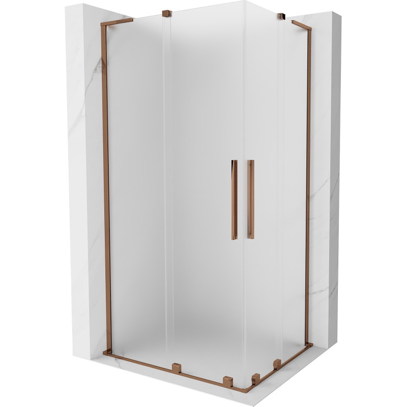 Mexen Velar L Duo klizna tuš kabina na razvlačenje 100 x 90 cm, mat, ružičasto zlato - 871-100-090-02-33-60