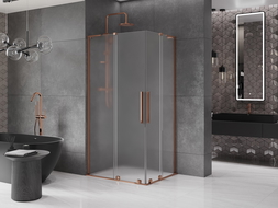 Mexen Velar L Duo Schiebetür-Duschkabine 100 x 90 cm, Frost, Roségold - 871-100-090-02-33-60