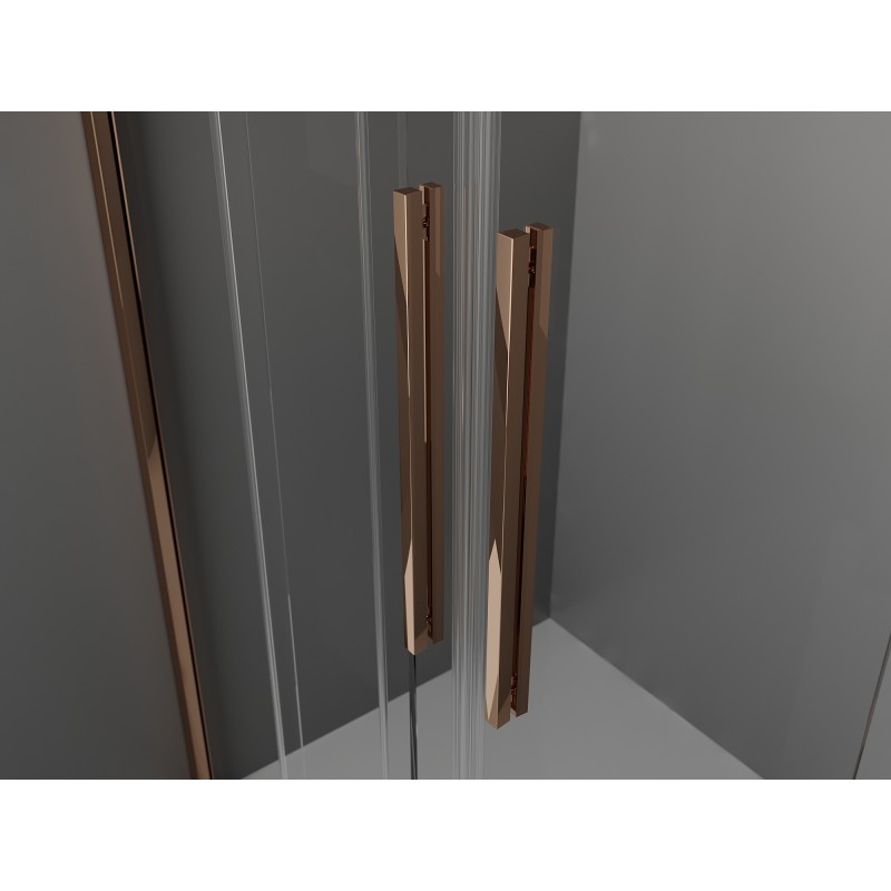 Mexen Velar L Duo sliding shower cabin 100 x 90 cm, transparent, rose gold - 871-100-090-02-03-60